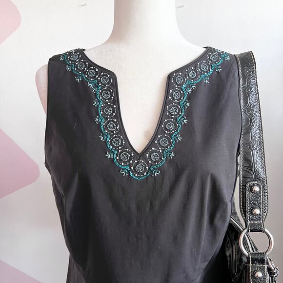 Vintage Ann Taylor Embroidered Tank Top Y2K Cottagecore Retro Sz 8 - Picture 2 of 6